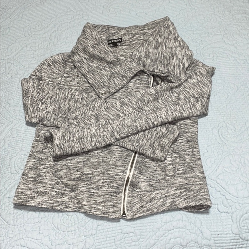 moto style crop heather gray jacket